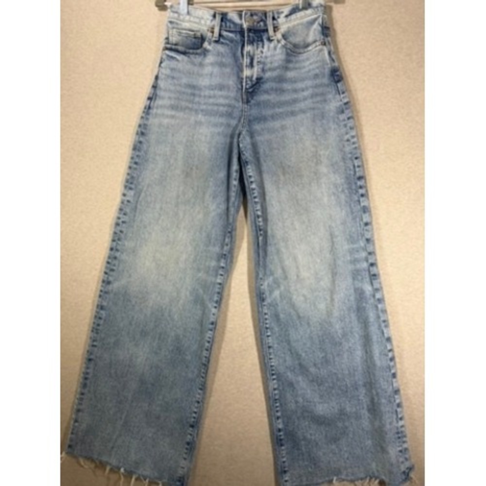 Express Relaxed Wide Leg Jeans Womens 4L Light Blue Excellent Super High Rise
